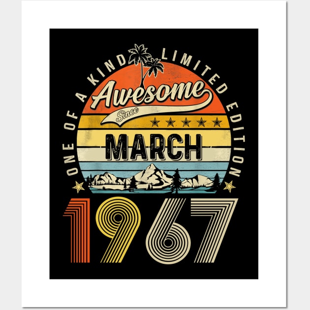 Awesome Since March 1967 Vintage 56th Birthday Wall Art by louismcfarland